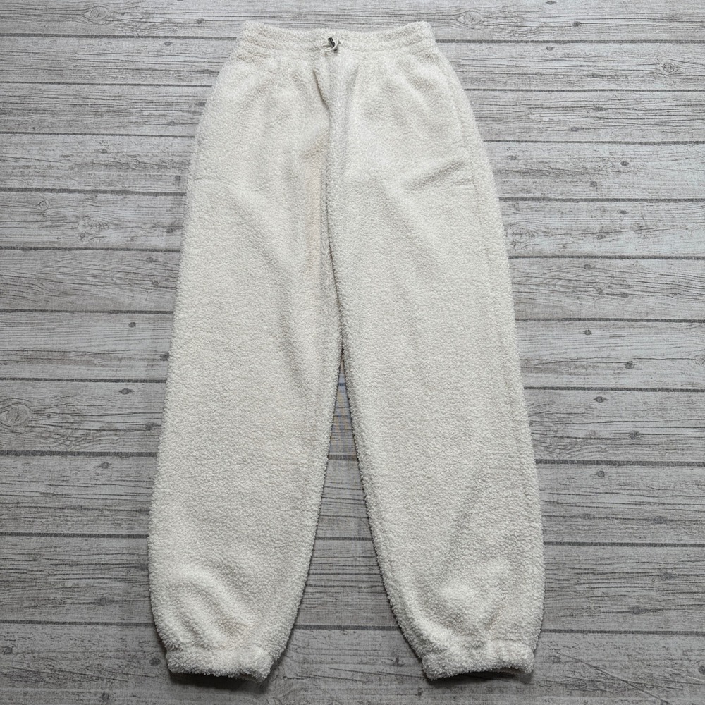 Abercrombie & Fitch Sweatpants Women's XS White Sherpa Fleece Soft A&F Joggers